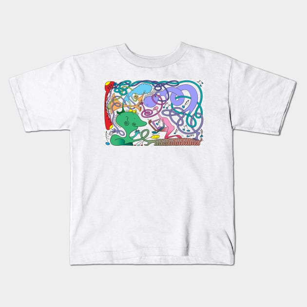 Mr Squiggly Ragamuffin Band Kids T-Shirt by becky-titus